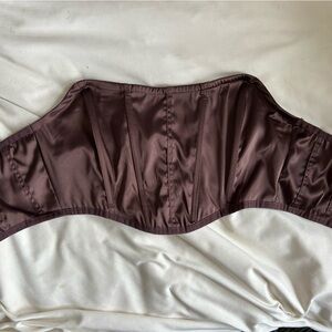 Garage Brown Satin Cropped Corset